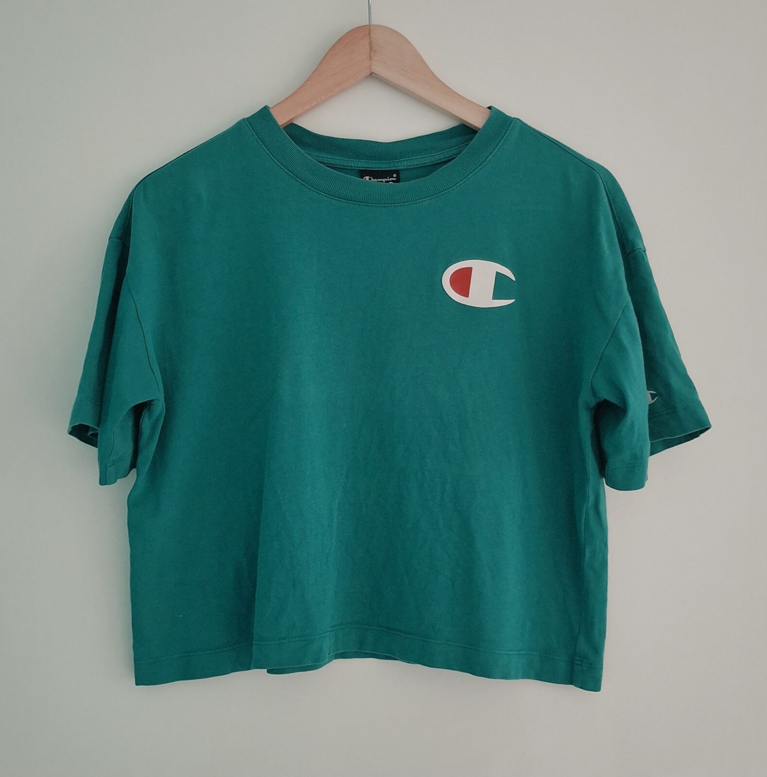 Turquoise top van Champion | cropped t-shirt | Medium/Small - Afbeelding 2