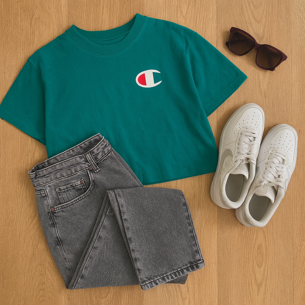 Korte Turquoise top van Champion, shop deze bij Loveforstyle.nl